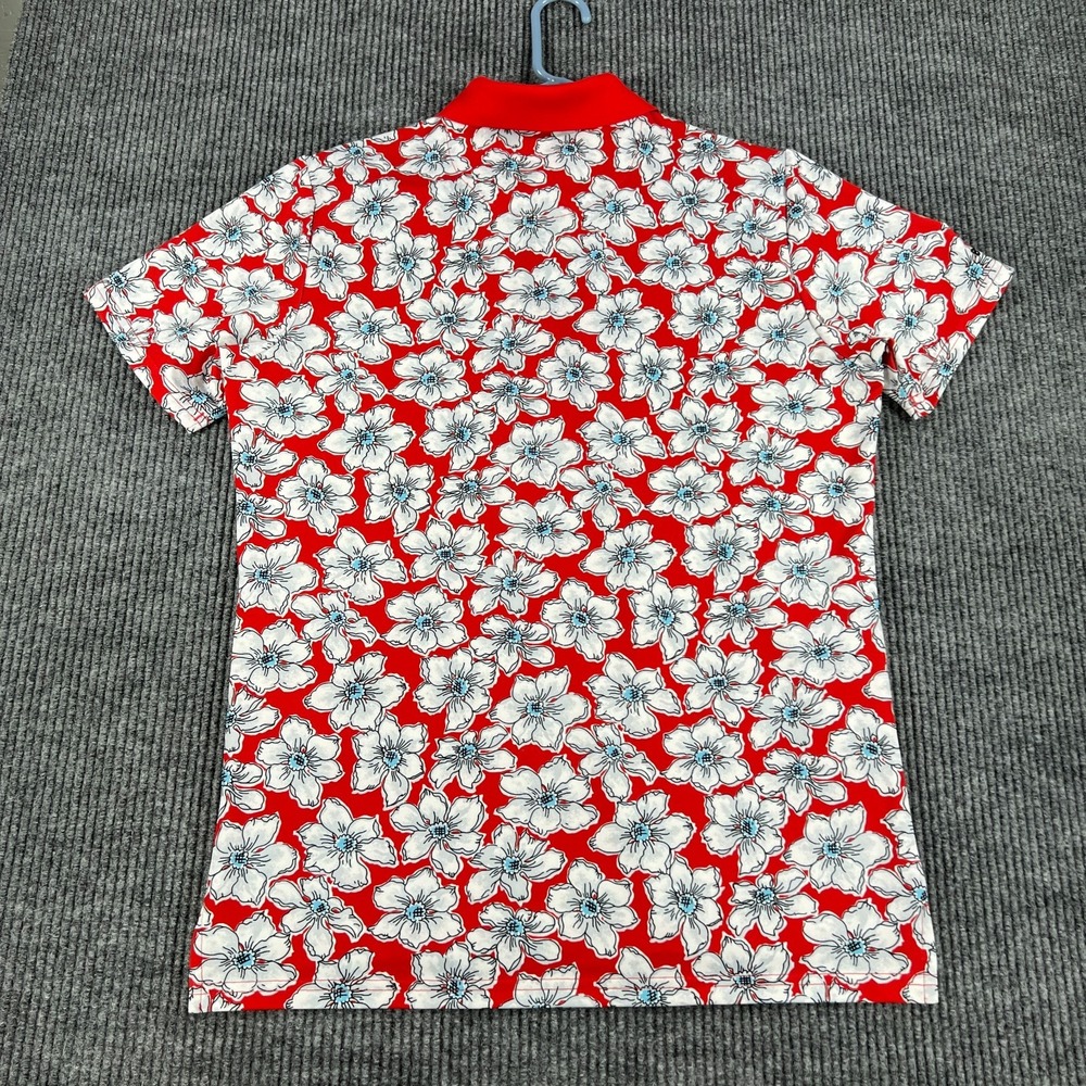 Bonobos Polo Shirt Mens Medium Red Floral Short Sleeve Casual Golf Slim Fit - Picture 11 of 12